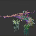 Arbor Branches With Root System Green Moss And Small Plants 3d model
