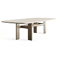 Modern Minimalist Wooden Dining Table With Unique Leg Structure And Smooth Surface