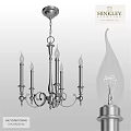 Classic Metal Chandelier With Five Arms And Transparent Bulb Lighting Fixture