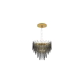 Modern Elegant Chandelier With Transparent Glass Pieces And Gold Metal Frame For Interior Decoration