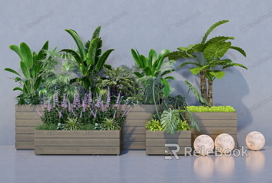 Modern Flower Box Plant Flower Box Mobile Flower Box Green Plant Combination Flower Box model