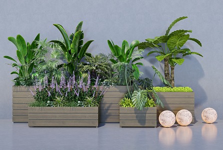 Modern Flower Box Plant Flower Box Mobile Flower Box Green Plant Combination Flower Box 3d model