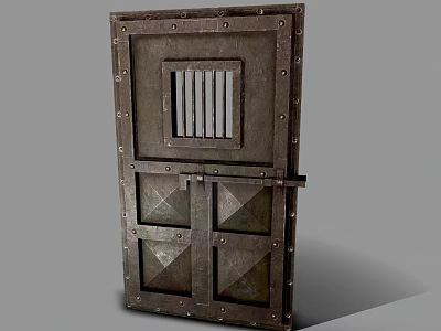 Vintage Metal Door With Grilled Window Rivets And Diamond Shaped Panels 3d model Vintage Metal Door With Grilled Window Rivets And Diamond Shaped Panels 3d model