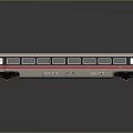 Modern Silver Gray Train Carriage With Red Stripe And Multiple Windows 3d model