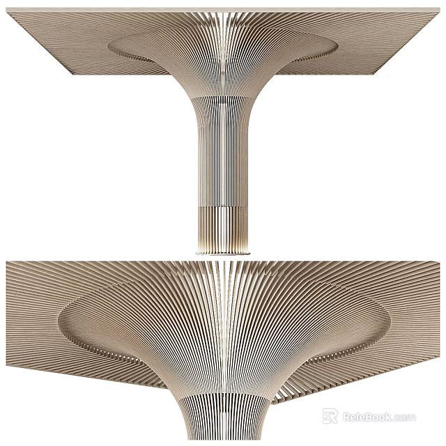 Contemporary Architectural Column With Intricate Geometric Patterns And Metallic Texture Design Details 3d model 