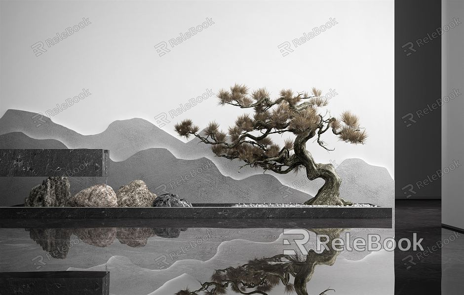 New Chinese Landscape Sick Decorative Pine Waterscape model