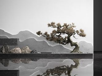 New Chinese Landscape Sick Decorative Pine Waterscape 3d model