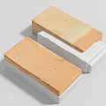 Two Rectangular Terracotta Clay Bricks With Textured Surface For Building Construction 3d model