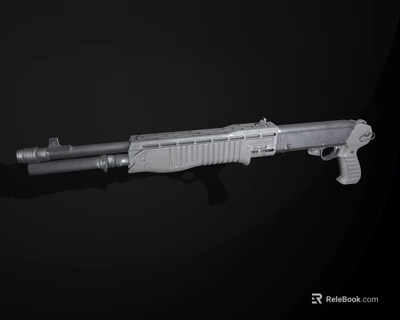 Tactical Modern Shotgun With Metallic Finish And Ergonomic Grip Design 3d model 