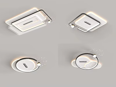 Modern Ceiling Lights With Square And Round Shapes 3d model