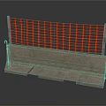 Construction Site Safety Barrier With Concrete Base And Orange Grid Panel