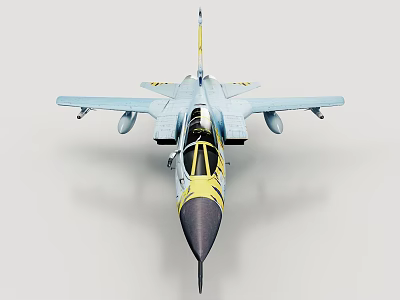 Modern Fighter Jet With Sleek Aerodynamic Design Yellow Accents And White Body 3d model