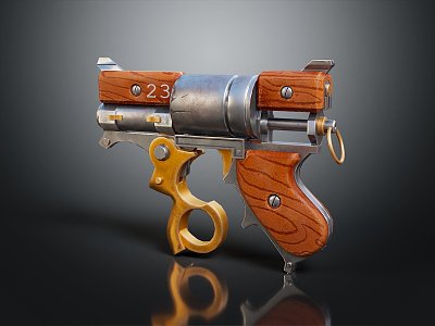 modern pistol revolver 3d model