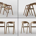 Modern Wooden Leisure Chairs With Curved Backrest And Pair Design For Living Room