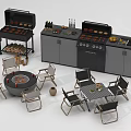 Outdoor Chairs In Grill Area With Table And Kitchen Appliances For Patio Setup
