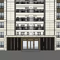 Modern Residential Building Exterior With Multiple Floors Balconies Porch And Glass Entrance Doors