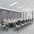 Modern Conference Room With Large Table Comfortable Chairs Big Screen And Wall Clock 3d model