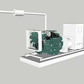 Industrial Green Generator With White Pipes Base Engine Fan Components