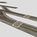 Train Moving On Cross Railway Tracks With Wooden Sleepers And Gray Ground
