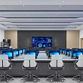 Modern Monitoring Room Equipped With Multiple Monitors And Data Dashboards