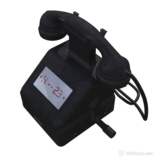 Black Vintage Digital Telephone With Display Screen Showing Numbers 11 23 3d model 