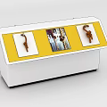 Modern Art Installation With Yellow Panel Display Cases And Image Exhibits 3d model