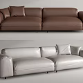 Modern Brown and White Leather Two-Seater Sofa With Comfortable Cushions