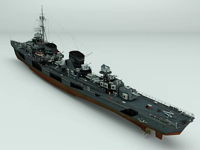 Detailed Warship Model With Deck Equipment Masts Turrets And Naval Design Features 3d model