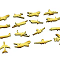 Other Golden Airplane Models With Various Shapes And Design Styles 3d model