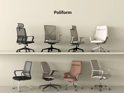 Poliform Modern Office Chairs With Various Designs Mesh Back And Multiple Colors 3d model