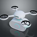 Modern White Drone With Sleek Body Four Propellers And Blue Lights Design
