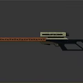 Long Barreled Weapon With Orange Stripes Transparent Section And Black Grip Design
