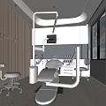 Modern Dental Clinic Interior With White Dental Chair And Medical Equipment