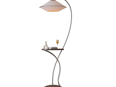 Modern Curved Floor Lamp With Side Table And Wine Glass For Living Room 3d model
