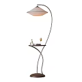 Modern Curved Floor Lamp With Side Table And Wine Glass For Living Room