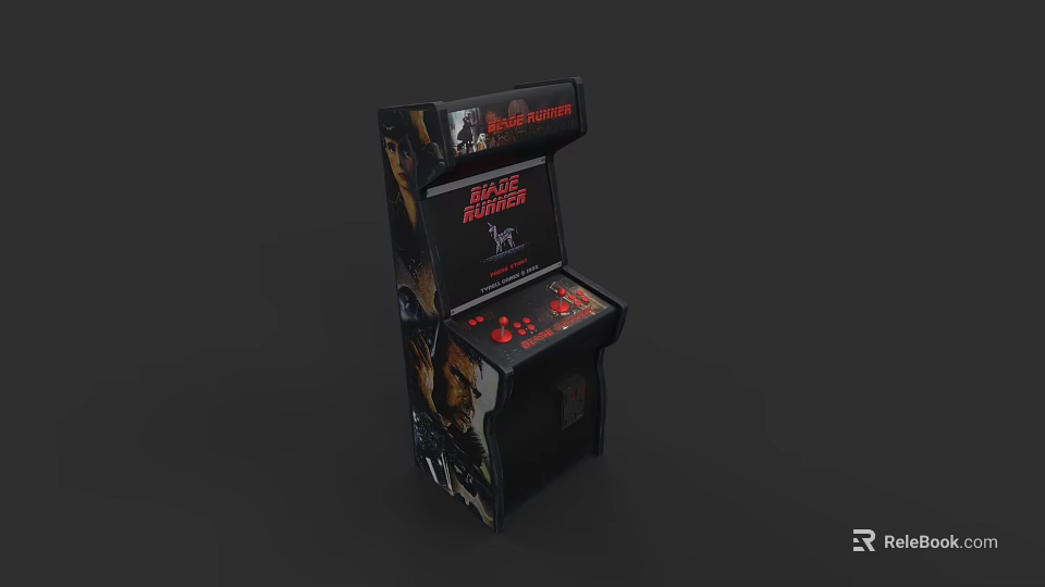 Stand Up Arcade Game Machine Featuring Black Rhino Game Character Graphics And Control Buttons 3d model 