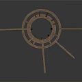 Wooden Circular Equipment Frame With Extending Arms And Internal Support Rods