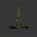 Eiffel Tower Model Scene With Scenic Water Pools Roads And Green Plants