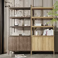 Modern Wooden Storage Shelving Unit With Cabinet Doors Multiple Shelves Books And Decor