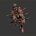 Red Steampunk Mechanical Dragon Head Vehicle With Gears And Cannons Decorative Model