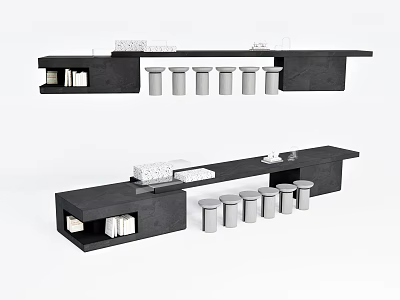 Modern Reception Desk Design With Black Surface Storage Drawers And Containers 3d model