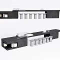 Modern Reception Desk Design With Black Surface Storage Drawers And Containers