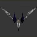 Futuristic Blue and Silver Spaceship with Sleek Aerodynamic Design for Cosmic Exploration