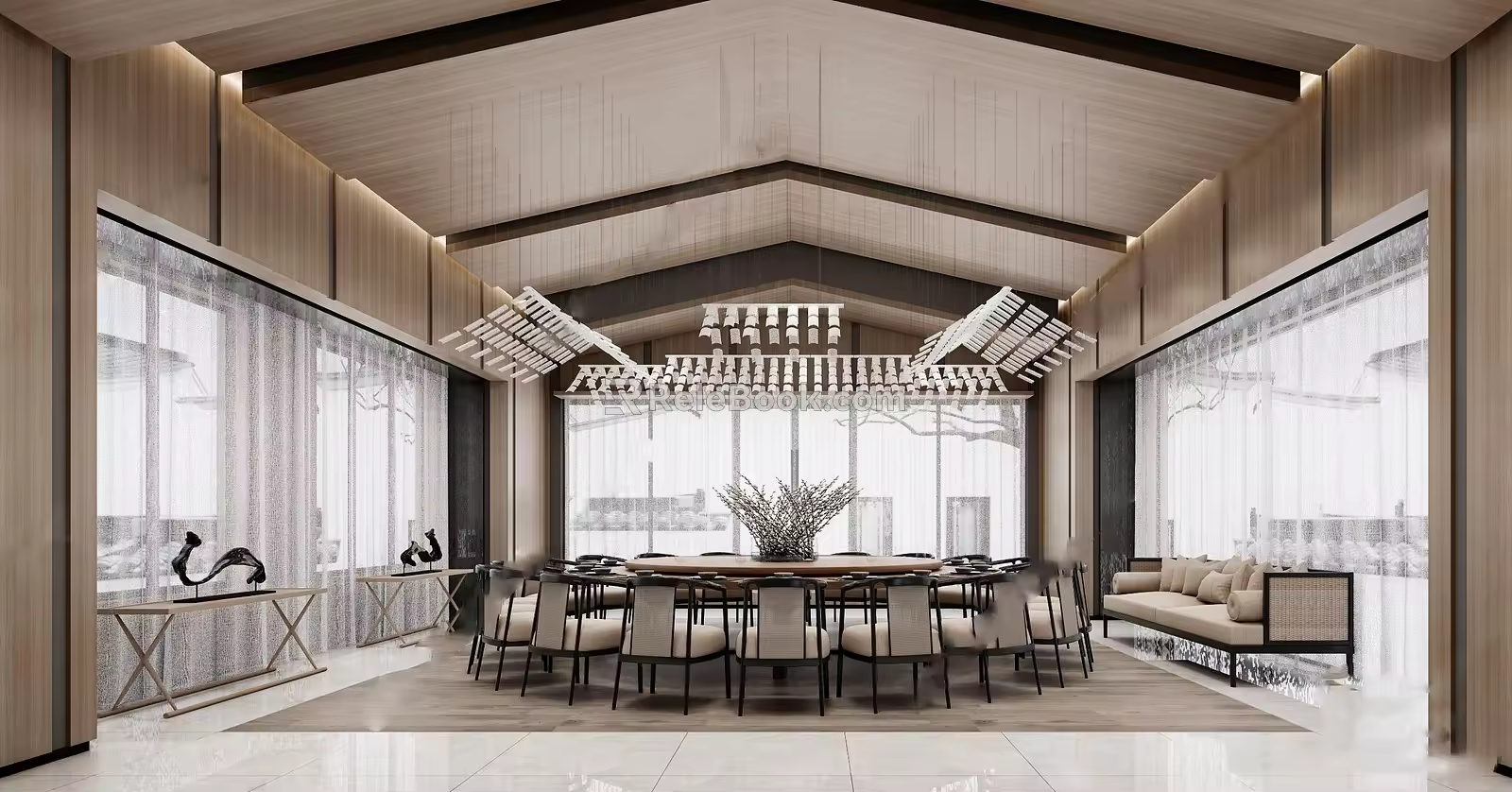 New Chinese Style Box Restaurant 3d model
