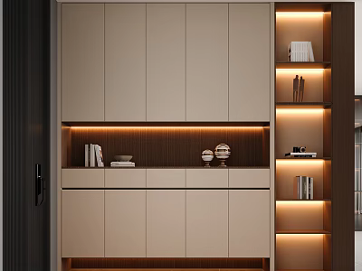Modern Shoe Cabinet Interior Design With Storage Compartments And LED Lighting 3d model