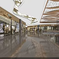 Spacious Shopping Mall Lobby Interior With Ornate Ceiling Marble Flooring And Shoppers Walking