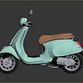 Teal Classic Scooter With Orange Seat Side Mirrors And Sleek Body Design