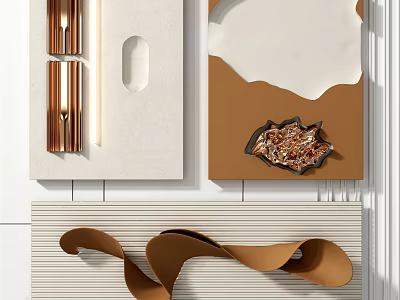 Elegant Modern Wall Decor With Curved Metal Accents And Textured Panels 3d model