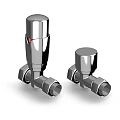 Two Modern Silver Polished Metal Water Taps With Knob Design