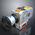 Vintage Old Fashioned Camera With Large Worn Lens And Metal Body